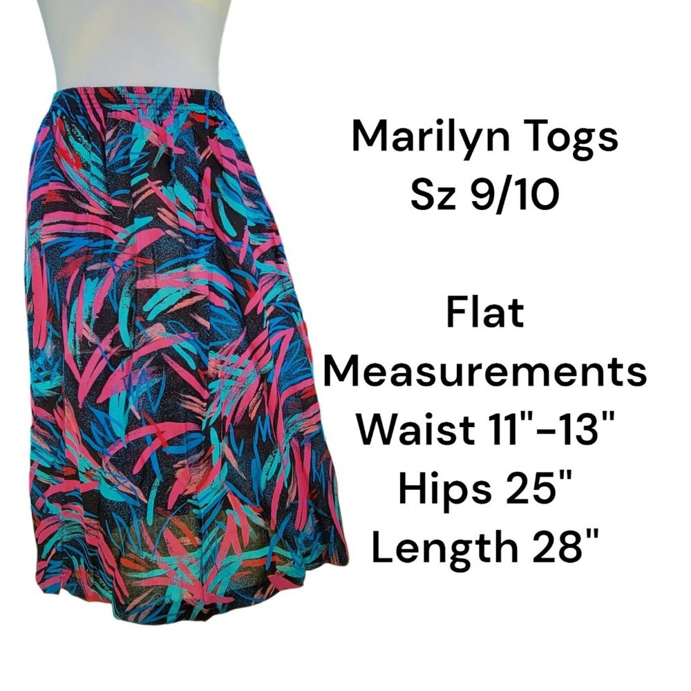Vintage Marilyn Togs Skirt Multicolor Colorful Sz 9/10 Medium 80s